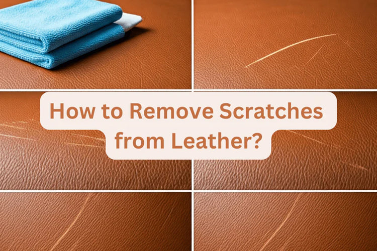 Close-up of a hand gently polishing a leather aviator jacket to remove scratches, showcasing easy DIY repair techniques for leather care.