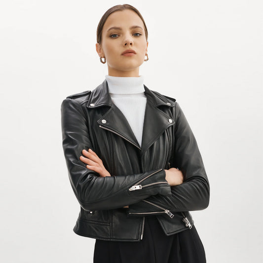 Leather Biker Jacket-Sheepskin Jacket-Motorcycle Jacket