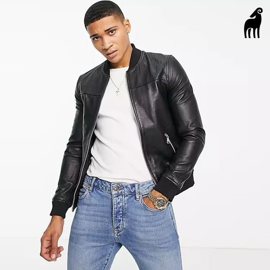 Leather Bomber Jacket-Flight Jacket-Military jacket