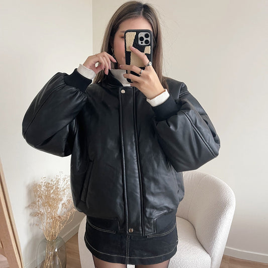 Leather Bomber Jacket-Aviator Jacket-Military Jacket