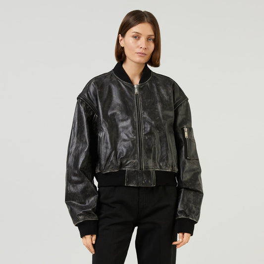 Leather Bomber Jacket-Flight Jacket-Sheepskin Jacket