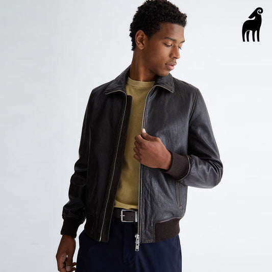 Leather Bomber Jacket-Sheepskin jacket