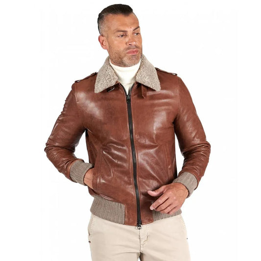 Leather Bomber Jacket-Flying Jacket-Sheepskin Jacket
