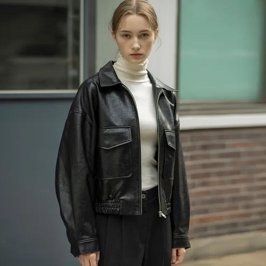 Leather Bomber Jacket-Shearling Jacket-Pilot Jacket