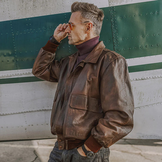 Leather Bomber Jacket-Flying Jacket-Sheepskin Jacket