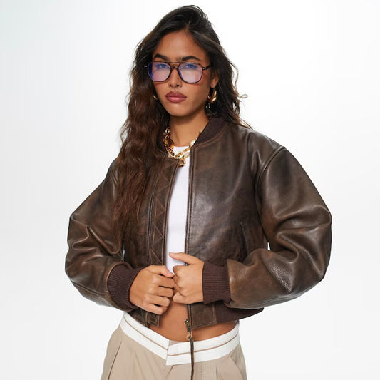 Leather Bomber Jacket-Sheepskin Jacket-Military Jacket