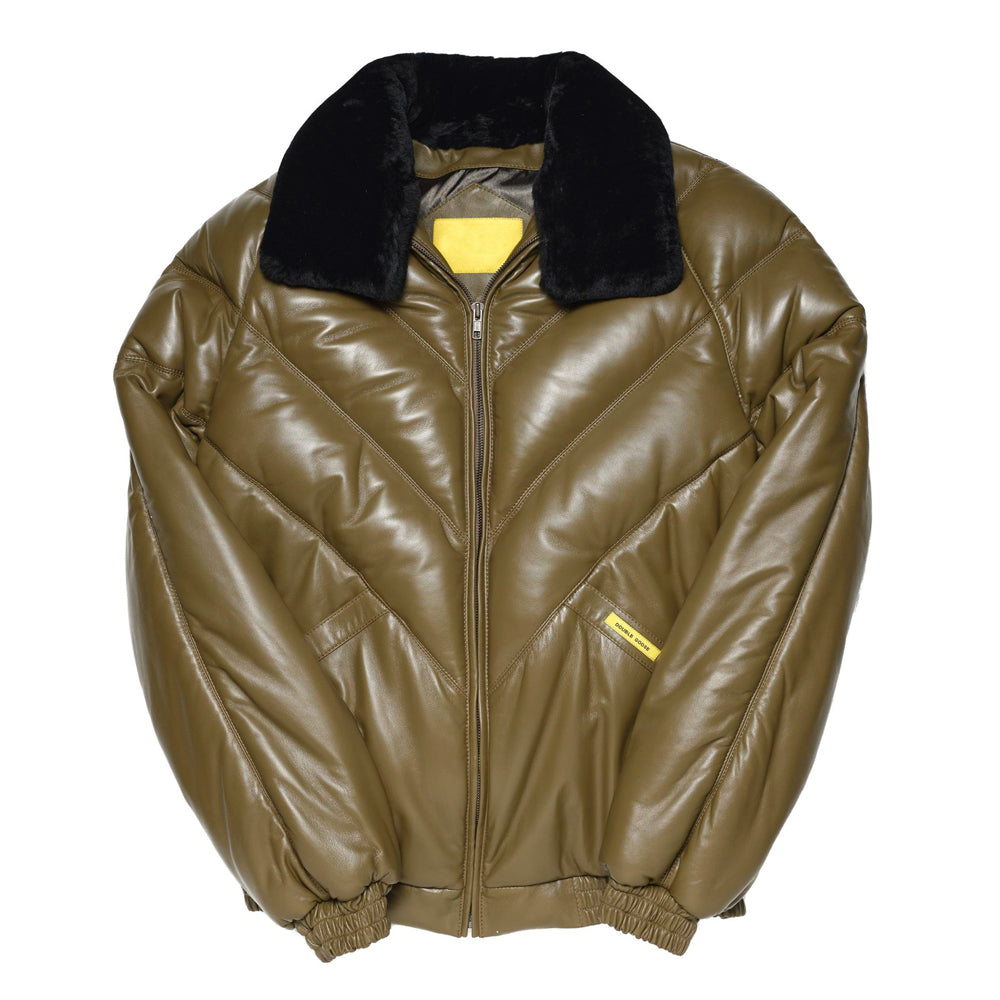 Leather V Bomber Jacket-Bubble Jacket-Sheepskin Jacket