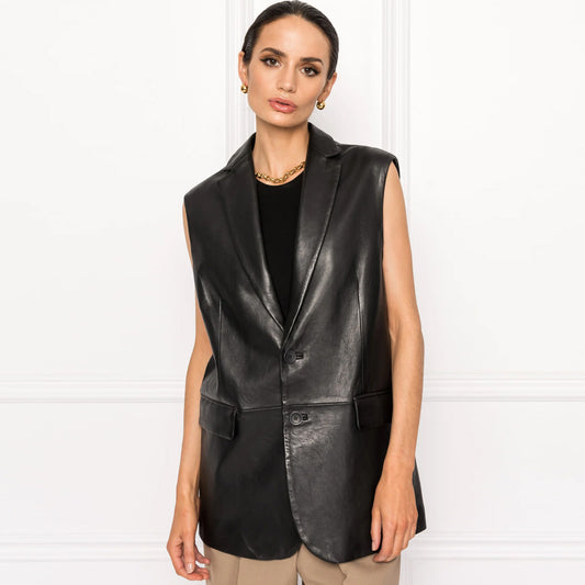 Leather Vest-Shearling Vest-Sheepskin Vest-Aviator Vest