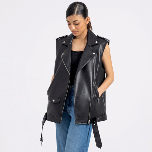 Leather Vest-Sheepskin Vest-Shearling Vest-Biker Vest