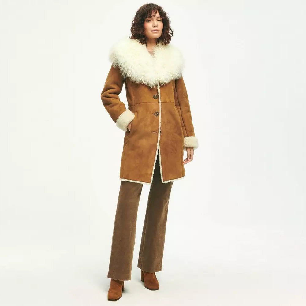 Shearling Leather Coat-Sheepskin Coat-Trench Coat-Long Coat