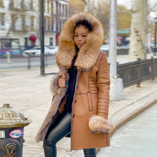 Shearling Leather Coat-Sheepskin Coat-Aviator Coat-B3 Coat