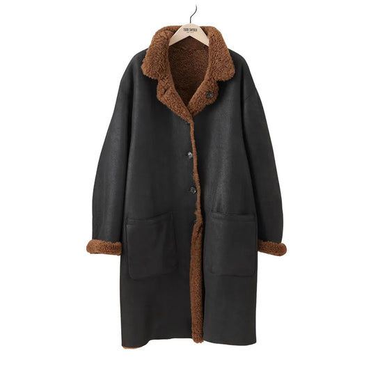 Shearling Leather Coat-Sheepskin Coat-Trench Coat-Long Coat