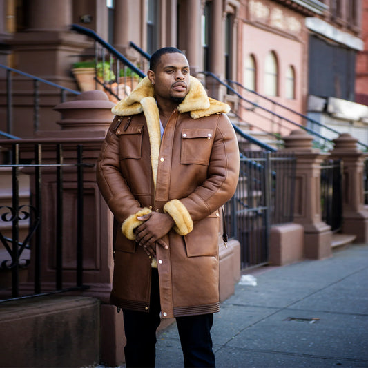Shearling Leather Coat-Sheepskin Coat-Aviator Coat-Trench Coat