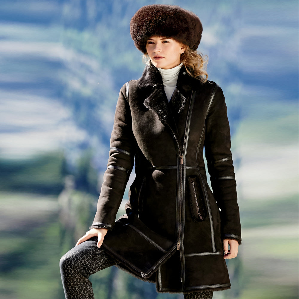 Shearling Leather Coat-Sheepskin Coat-Trench Coat