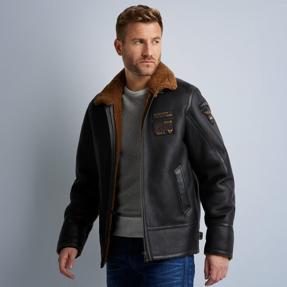 Shearling Leather Jacket-Sheepskin Jacket-B3 Bomber Jacket