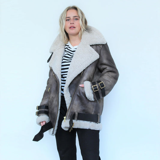 Shearling Leather Jacket-Sheepskin Jacket-Aviator Jacket