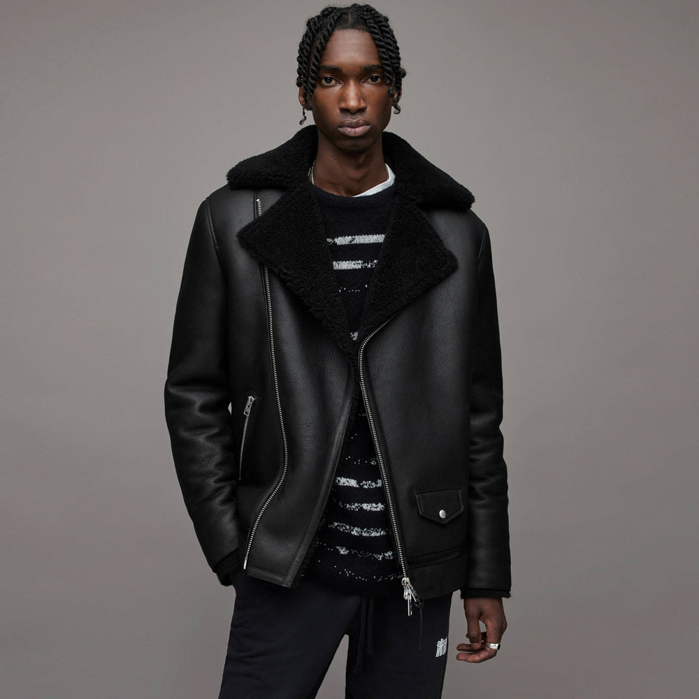 Shearling Leather Jacket Sheepskin Jacket Aviator Jacket