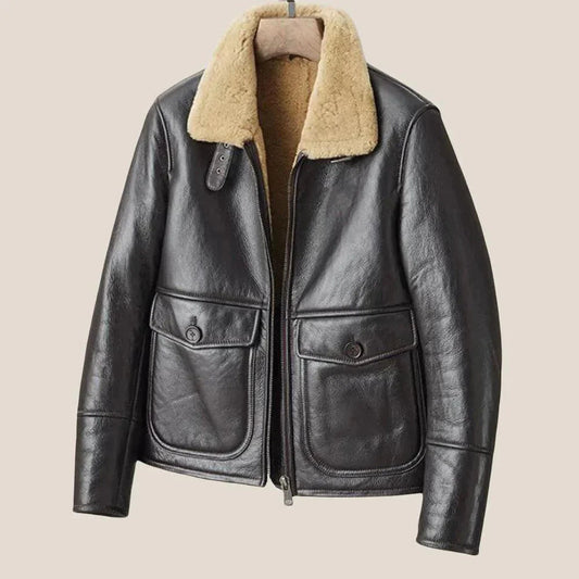 Shearling Leather Jacket-Aviator Jacket-Sheepskin Jacket