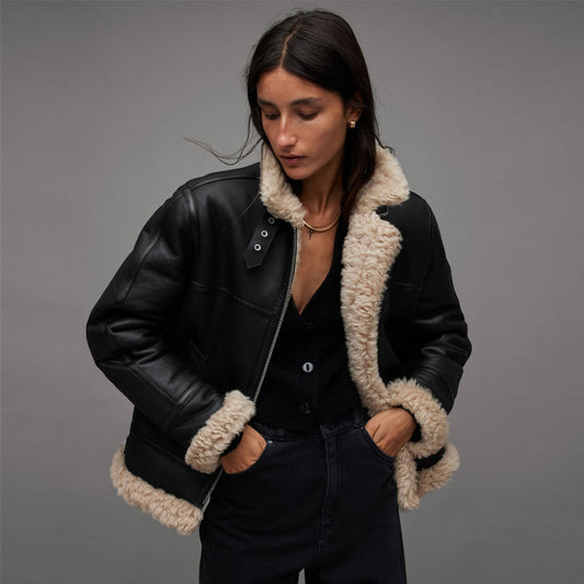 Shearling Leather Jacket-Sheepskin Jacket-Aviator Jacket