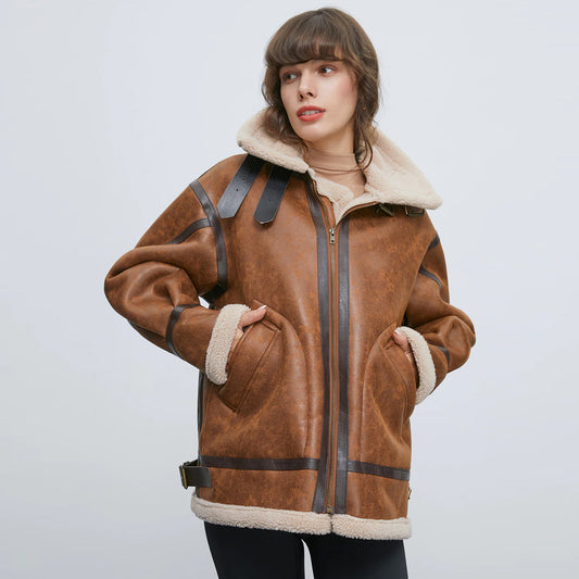 Shearling Leather Jacket-Sheepskin Jacket-B3 Bomber Jacket