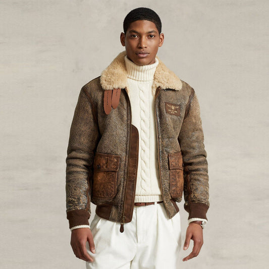 Shearling Leather Jacket-Sheepskin Jacket-Aviator Jacket