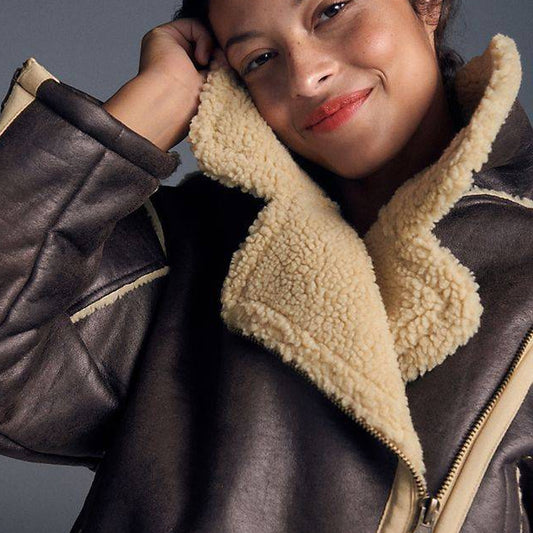 Sheepskin Leather Jacket-Shearling Jacket-B3 Bomber Jacket