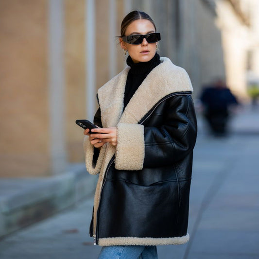 Shearling Leather Jacket-Sheepskin Jacket-B3 Bomber Jacket