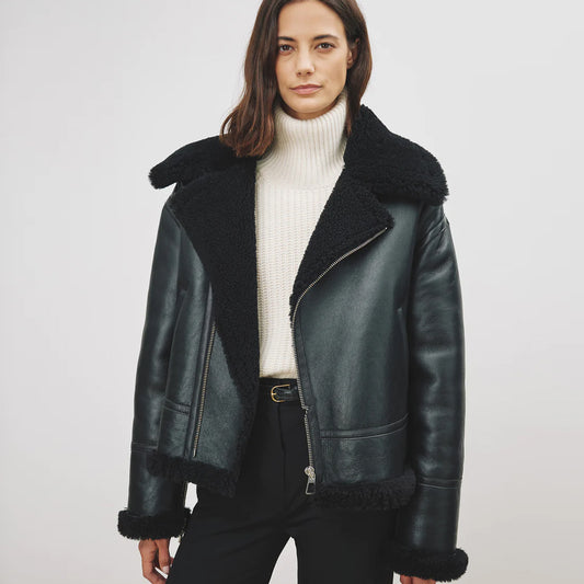 Shearling Leather Jacket-Sheepskin Jacket-Aviator Jacket