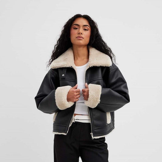 Shearling Leather Jacket-Sheepskin Jacket-B3 Bomber Jacket