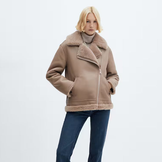 Sheepskin Leather Jacket-Shearling Jacket-Aviator Jacket