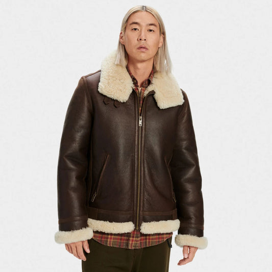 Shearling Leather Jacket-Aviator Jacket-Sheepskin Jacket