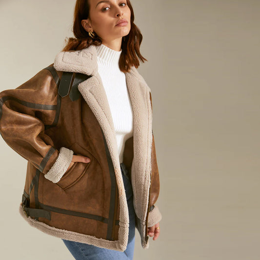 Shearling Leather Jacket-Sheepskin Jacket-B3 Bomber Jacket