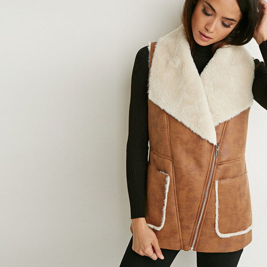 shearling vest-sheepskin vest-aviator vest-leather vest