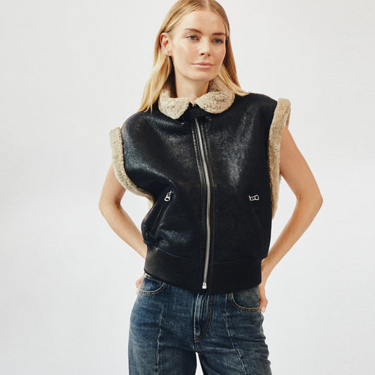 Shearling Leather Vest-Sheepskin Vest-Aviator Vest-B3 Vest