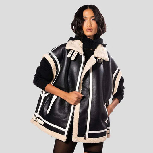 Shearling Leather Vest-Sheepskin Vest-Aviator Vest