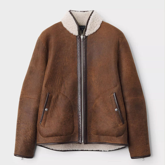 Shearling Leather Jacket-Sheepskin Jacket-B3 Bomber Jacket