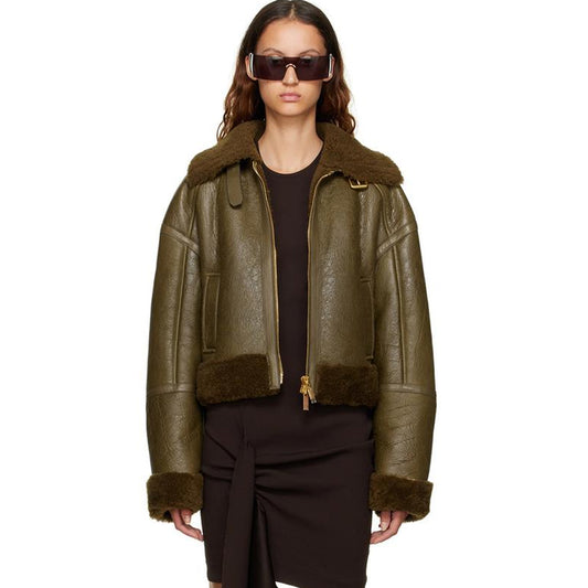 Shearling Leather Jacket-Sheepskin Jacket-B3 Bomber Jacket