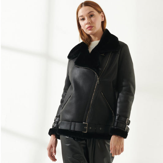 Shearling Leather Jacket-Sheepskin Jacket-Aviator Jacket