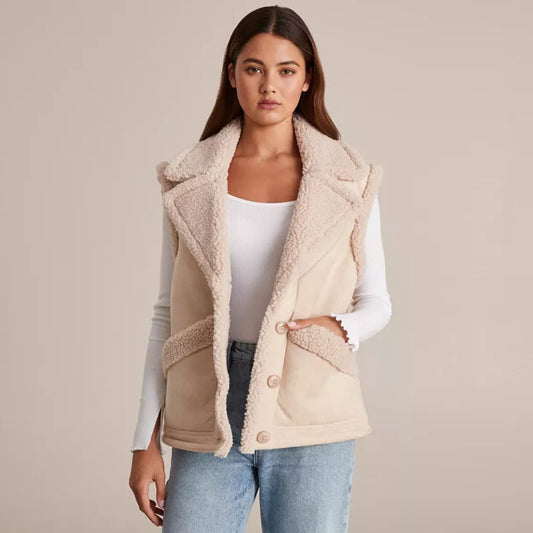 Shearling vest-Sheepskin leather vest-Aviator vest