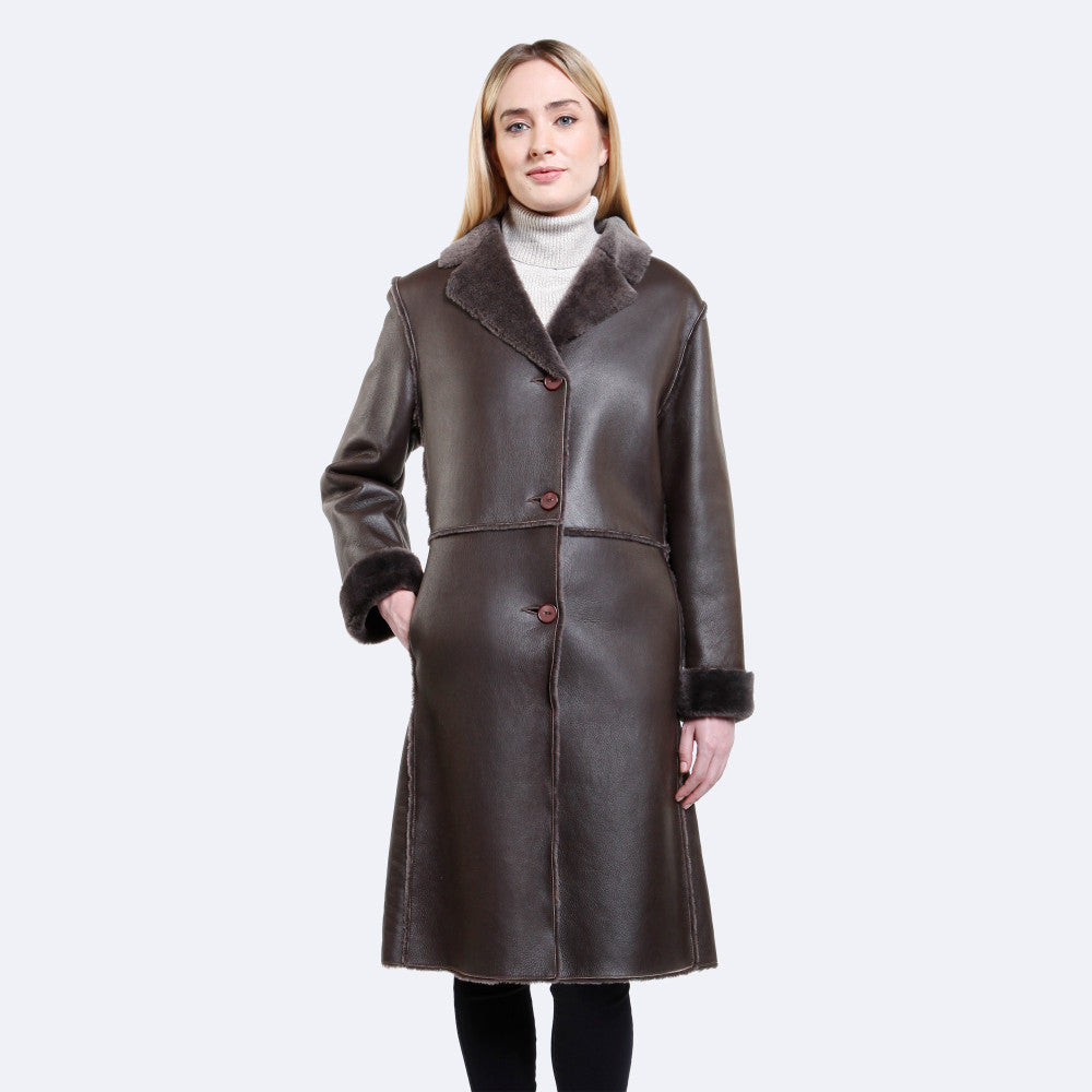 Sheepskin Leather Coat-Shearling Coat-Trench coat-Long Coat