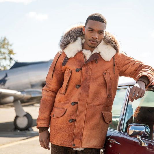 Sheepskin Leather Coat-Shearling Coat-Aviator Coat-B3 Coat