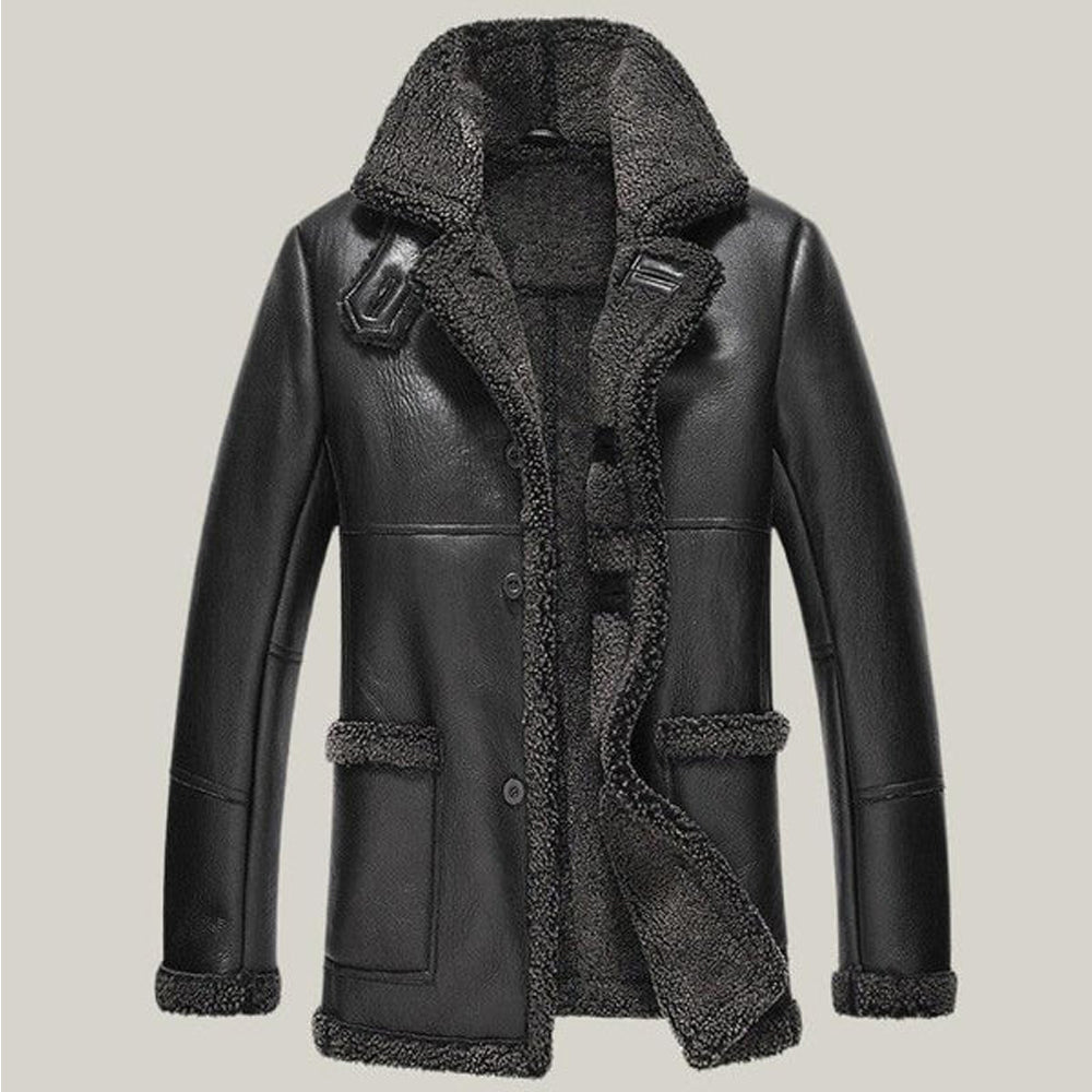 Sheepskin Leather Coat-Shearling Coat-Aviator Coat-B3 Coat