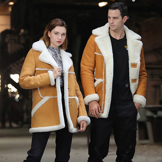 Sheepskin Coat-Shearling Coat-Aviator Coat - Long Coat