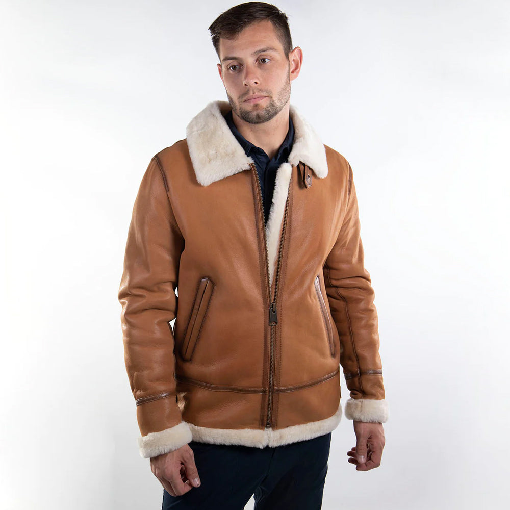 Sheepskin Leather Jacket-Shearling Jacket-B3 Bomber Jacket