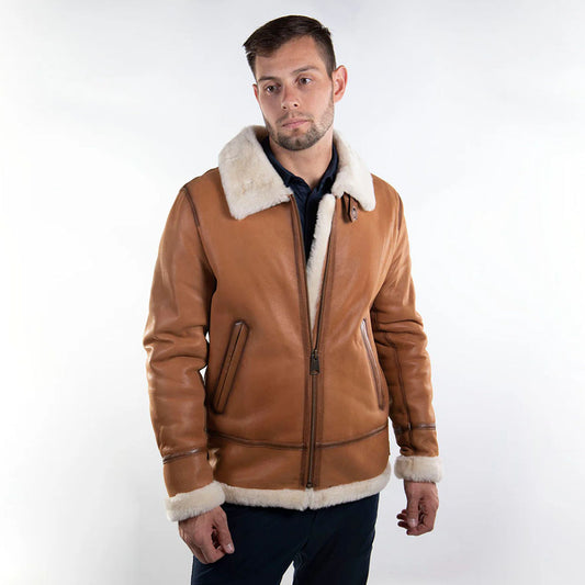 Sheepskin Leather Jacket-Shearling Jacket-B3 Bomber Jacket