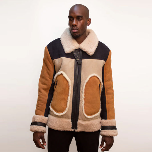 Sheepskin Leather Jacket-Shearling Jacket-B3 Bomber Jacket