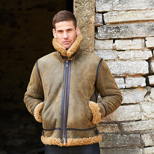 Sheepskin Leather Jacket-Shearling Jacket-Aviator Jacket
