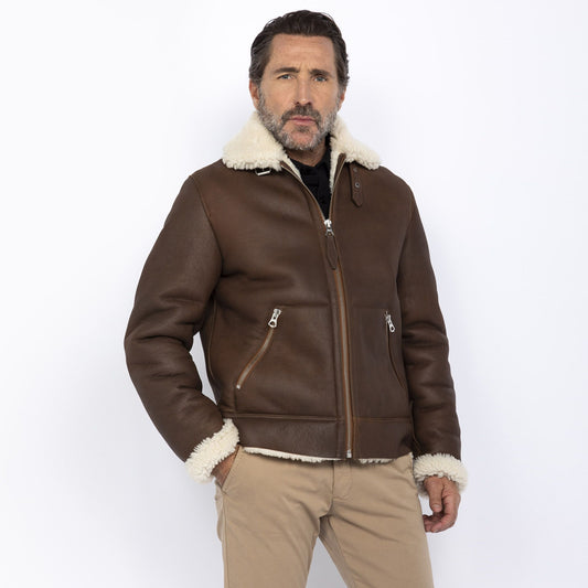 Sheepskin Leather Jacket-Shearling Jacket-Aviator Jacket