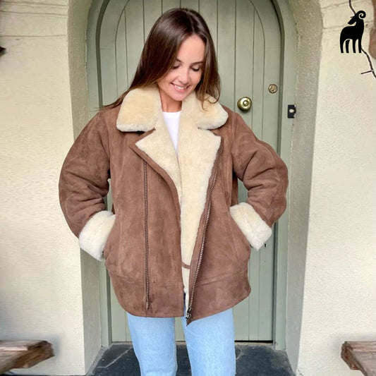 Sheepskin Leather Jacket-aviator jacket-flight jacket