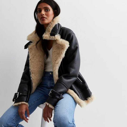 Shearling Leather Jacket-Sheepskin Jacket-Aviator Jacket